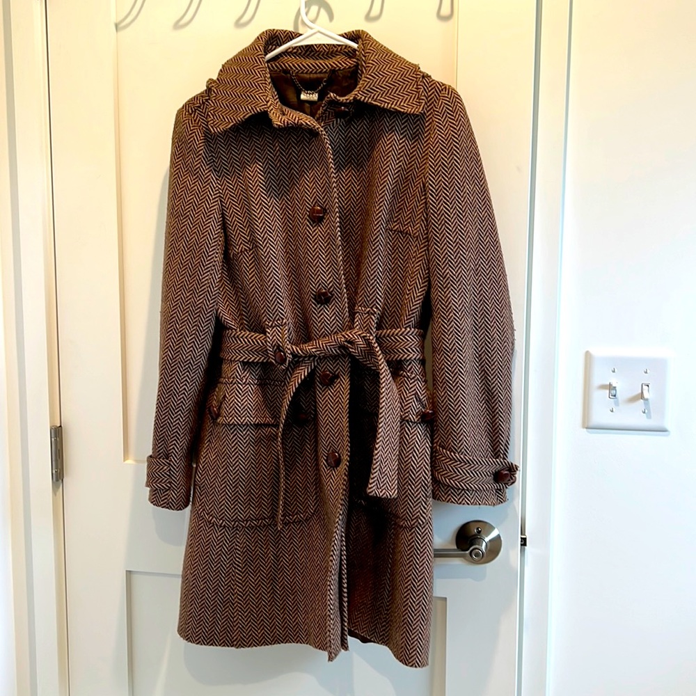 Vintage early 2000s J. Crew herringbone peacoat EUC